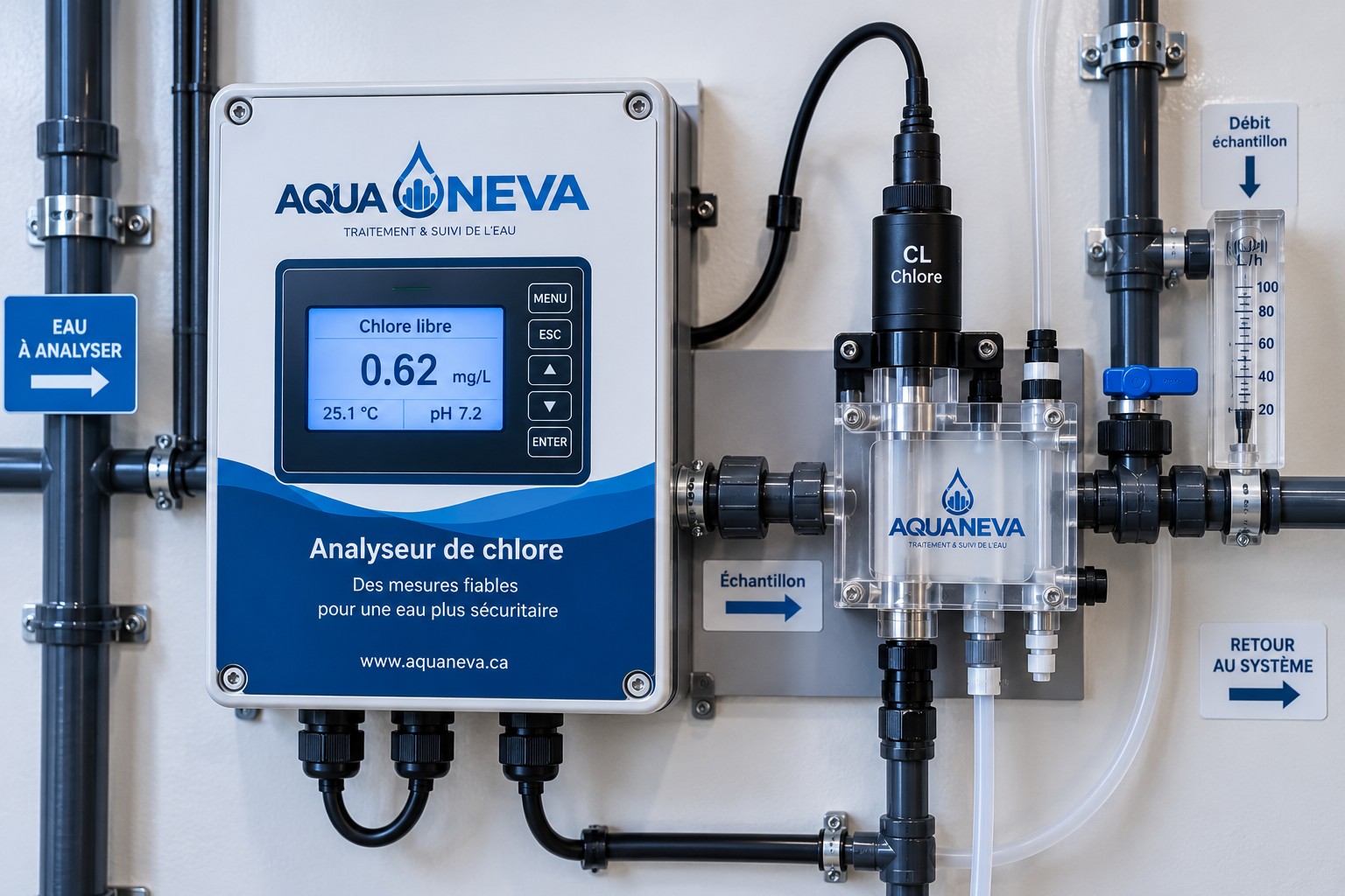 Analyseur de chlore Aquaneva – calibration et instruments de mesure