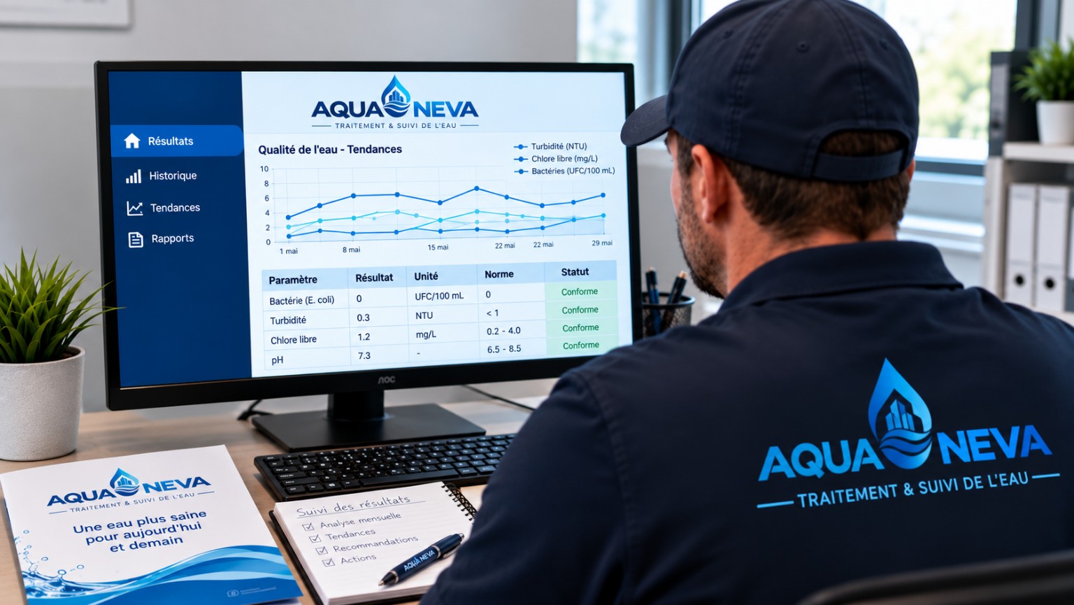 Suivi des résultats d’analyse de la qualité de l’eau Aquaneva