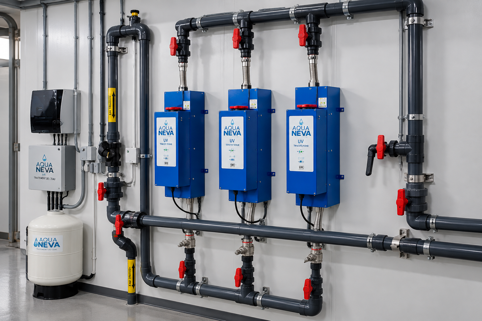 Installation professionnelle d’un système UV de traitement de l’eau Aquaneva